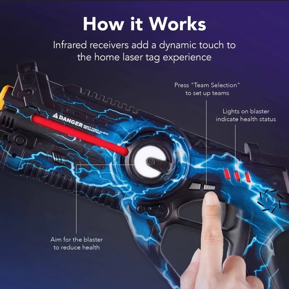 Rechargeable Laser Tag Set - Black, Red, Blue
